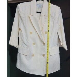 Sofia Vergara Women’s Ivory Linen Blend Office Blazer Long Sleeve Sz M NWT